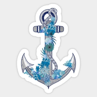 Anchor of a ship with corals and shells Sticker